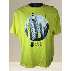 Armani Exchange Womens Yellow Graphic T-Shirt Large Milan Print